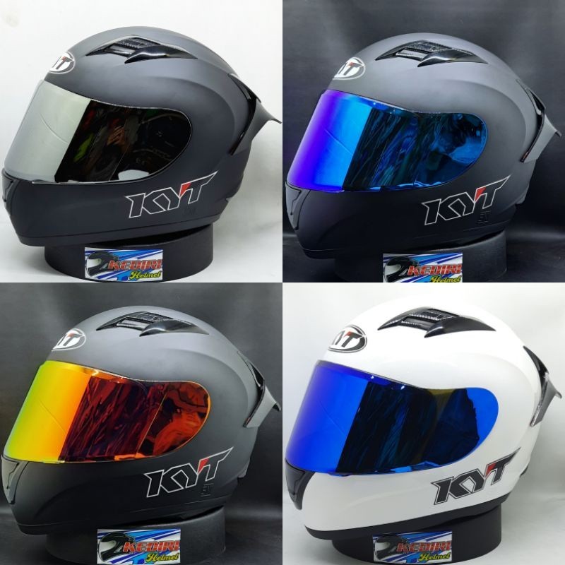 Helm Full face KYT R10 Solid polos ori black doff white abu paket ganteng