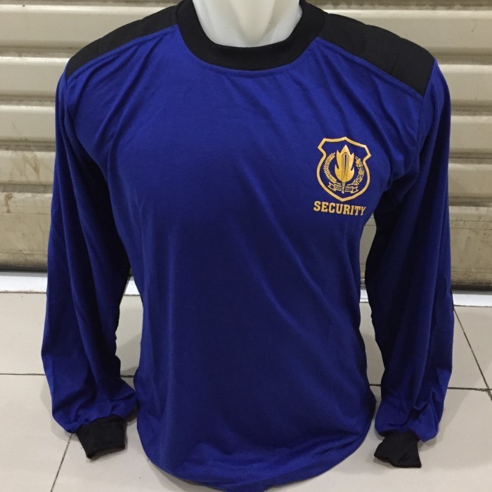 promo ✨ -Kaos security lengan panjang/kaos satpam lengan panjang - Biru security, M