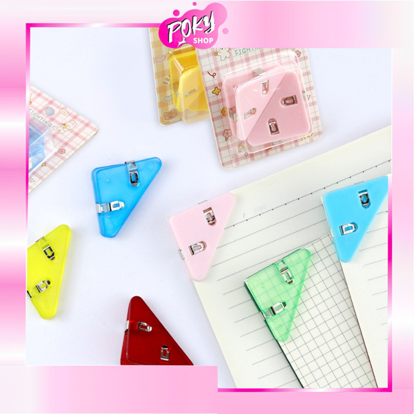 

POKY - S6063 Klip Penjepit Buku / Klip Sudut Kertas Akrilik / Paper Clip Segitiga Warna-Warni / Penjepit Kertas Binder Plastik