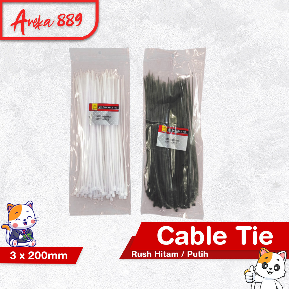 

Kabel Ties Putih - Cable Tie Hitam 200 mm 100 pc / Cable Tie / Kabel Tie