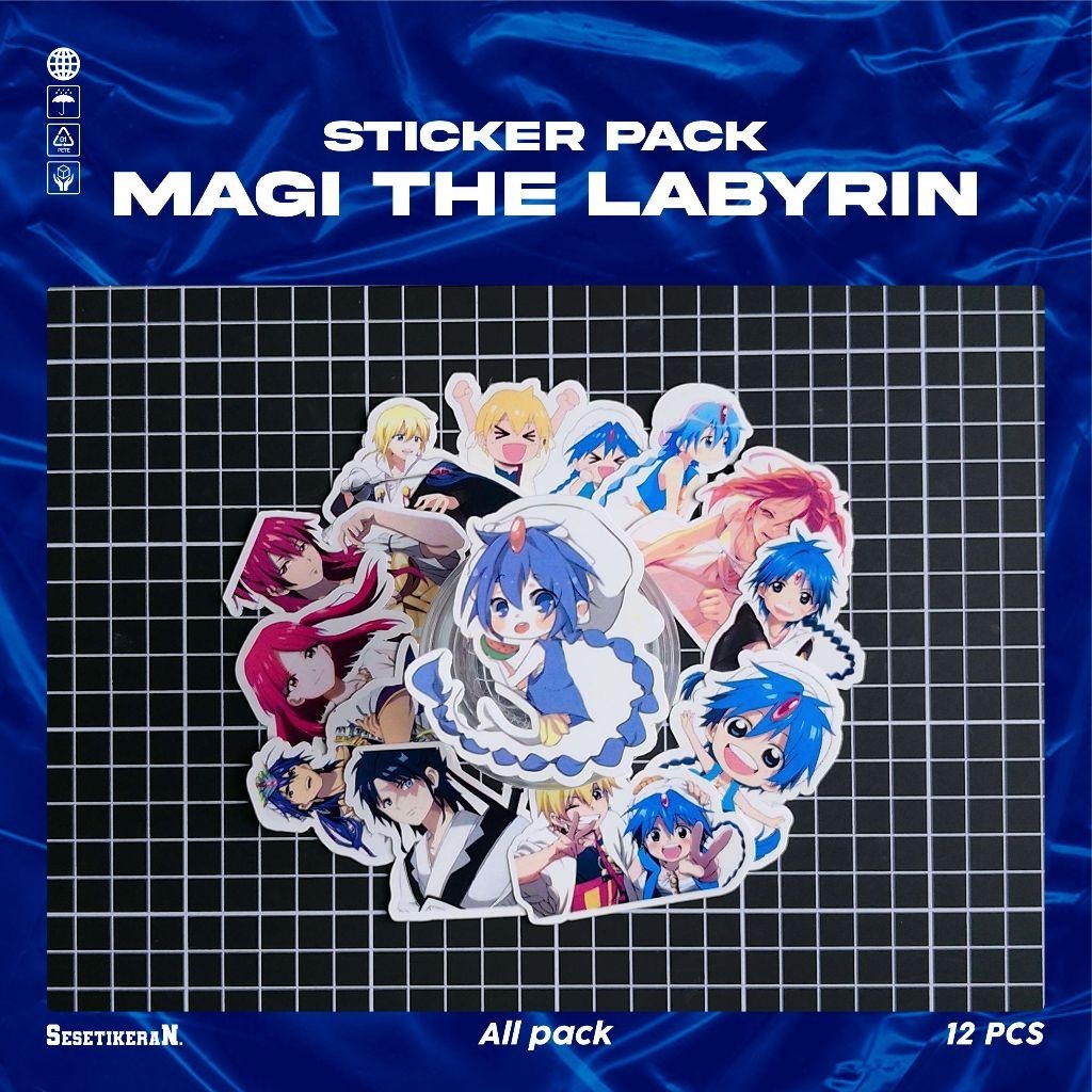 

COD✨ Sesetikeran Pack Anime Magi The Labyrinth of Magic Lucu Sticker Cute Keren Untuk Koper Laptop Skateboard
