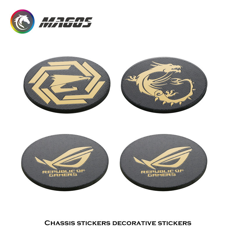 Computer Case Fan Metal Sticker ROG MSI AORUS Logos,Chassis Sticker Logo Paste PC Gamer Decorative, 