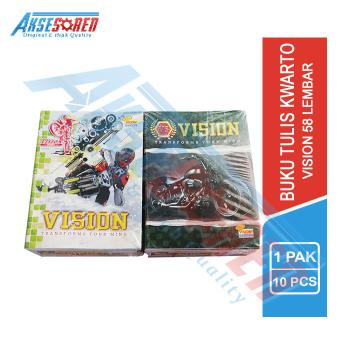 Buku Tulis Sekolah Vision [Isi 58 Lembar/10 Buku/1 Pack] / Buku Sekolah 1 Pak Setara Vision / Alat T