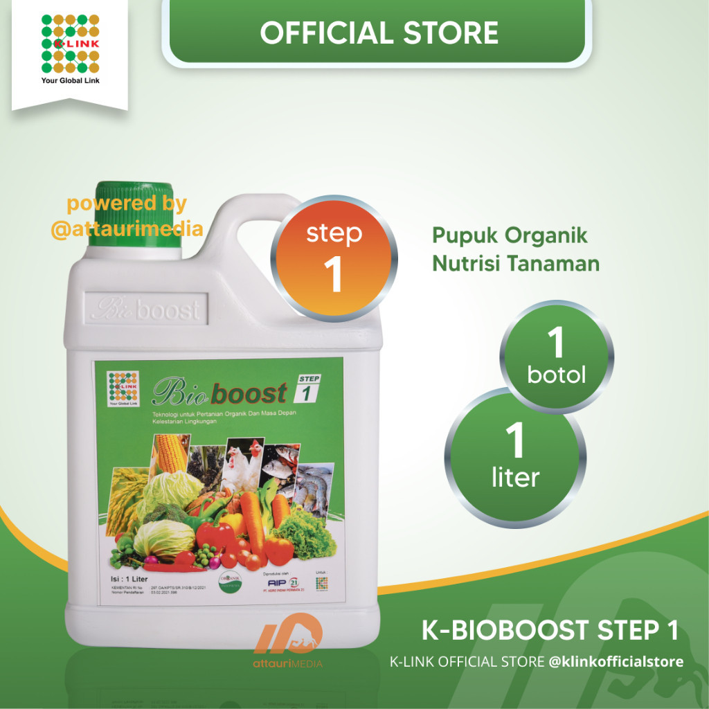 K-Link K-BioBoost STEP 1 Original (1 Liter) Pupuk Cair Organik Hayati BioBoost Pupuk Pertanian, Tumb
