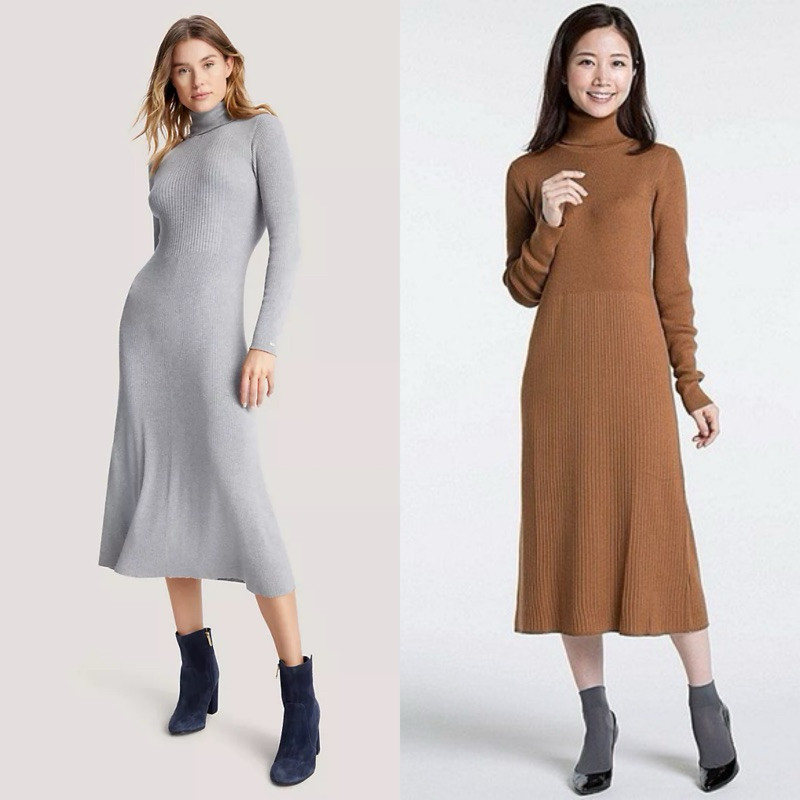 Uniqlo Ribbed Knit Turtleneck Dress