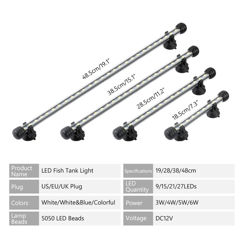 LAMPU LED AQUARIUM IKAN KOI  20 30 40 CM T4 AQUATIK HIAS WARNA PUTIH RGB MERAH BIRU HIJAU AQUASCAPE