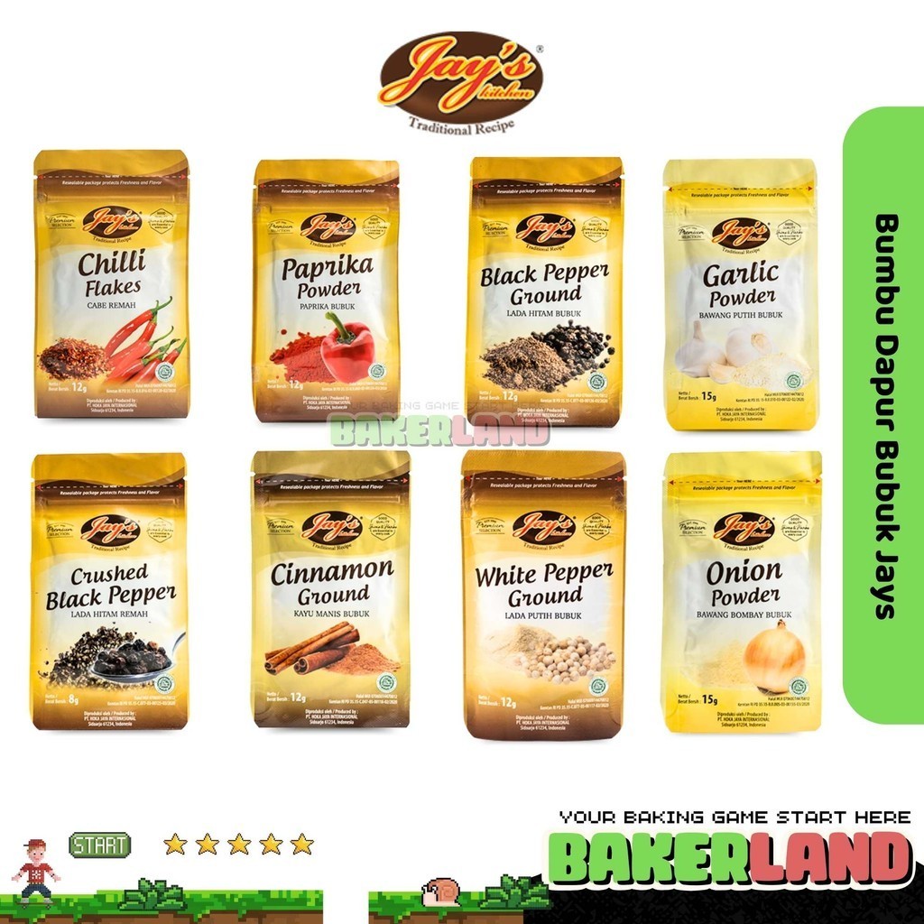 

Chilli Flakes Jays / Bumbu Dapur Bubuk Jay's / Bumbu Dapur Pouch / Bumbu Dapur Bubuk Kemasan / Cabai Bubuk / Paprika Bubuk / Bawang Putih Bubuk/ Lada Bubuk
