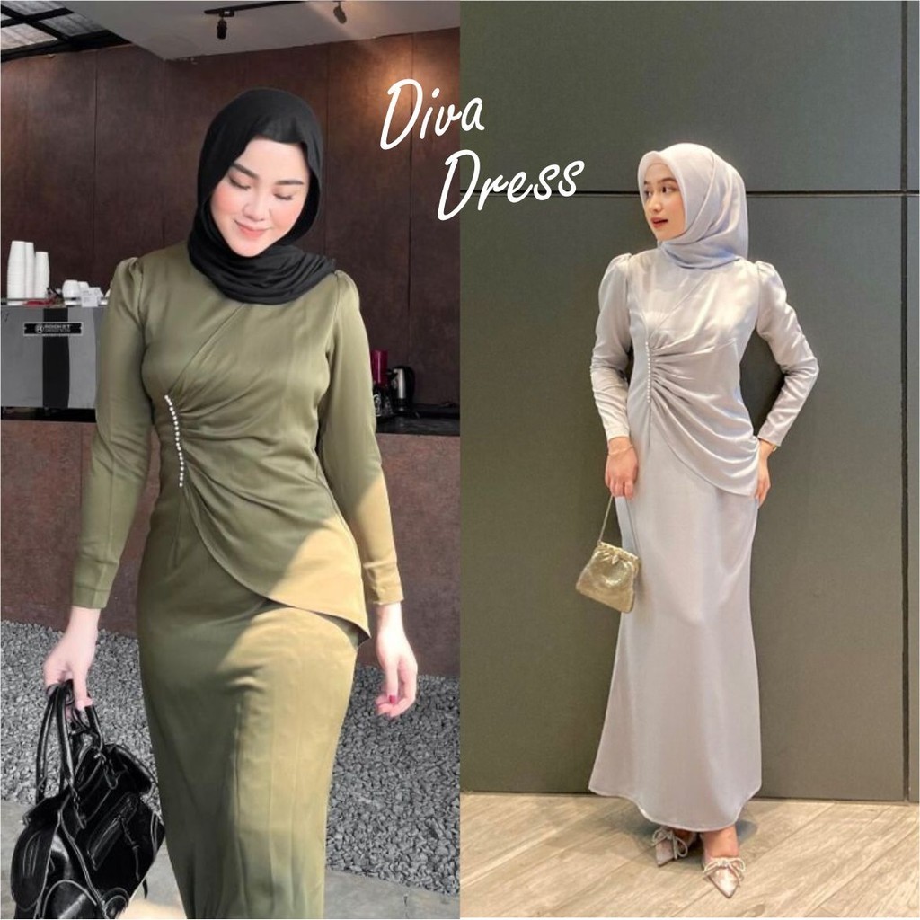 DIVA DRESS VIRAL GAMIS PESTA SERAGAM BRIDESMAID SATIN DRESS PESTA KONDANGAN SIMPLE DAN CANTIK BAJU K