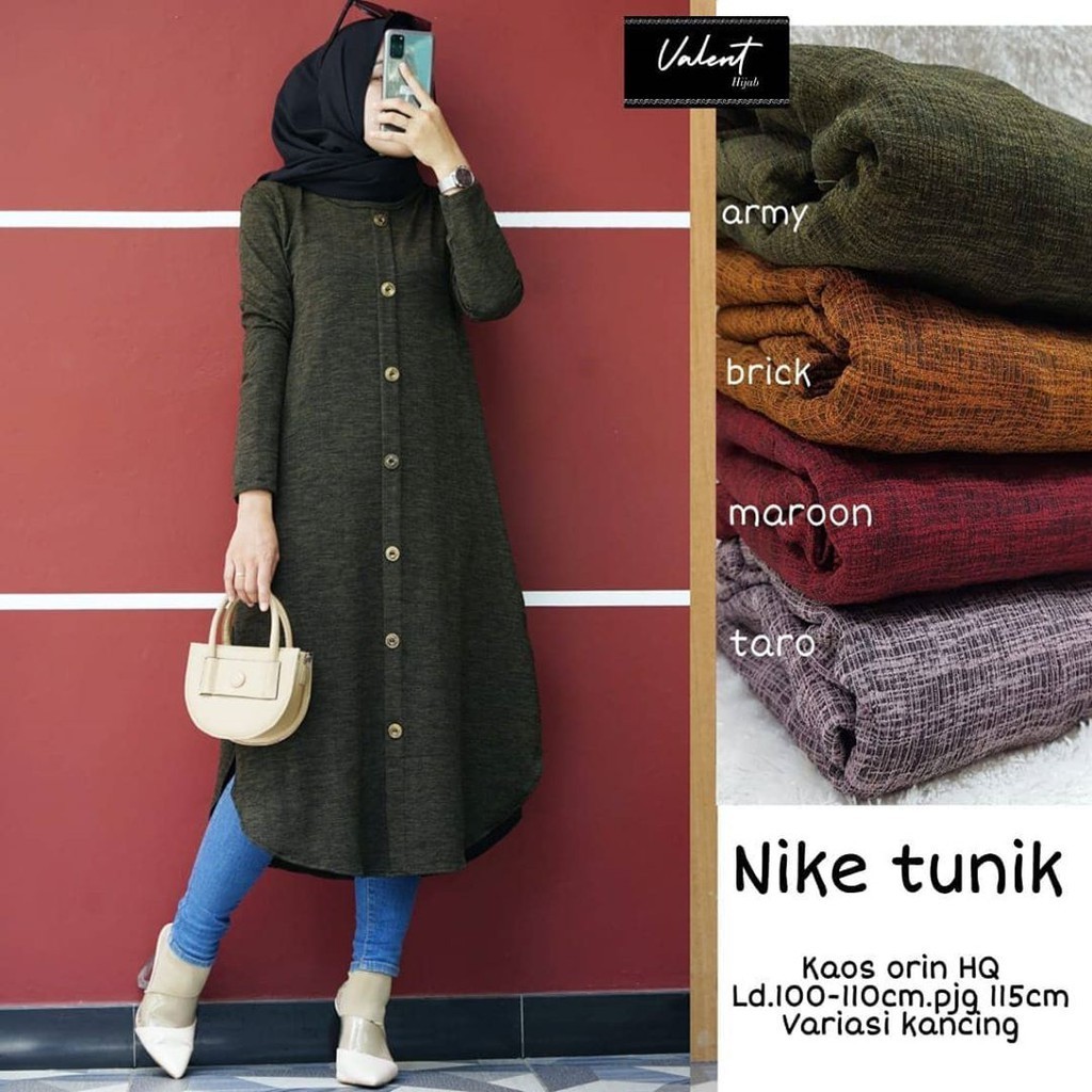 Tunik Wanita Jumbo Bahan Kaos Import Niike by Valent Hijab Ori Solo