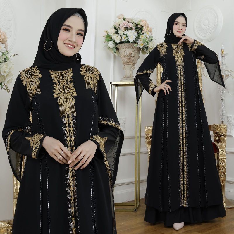 New Abaya Jersey Hitam Turkey / Baju Gamis Muslim Remaja Arab Saudi Terbaru