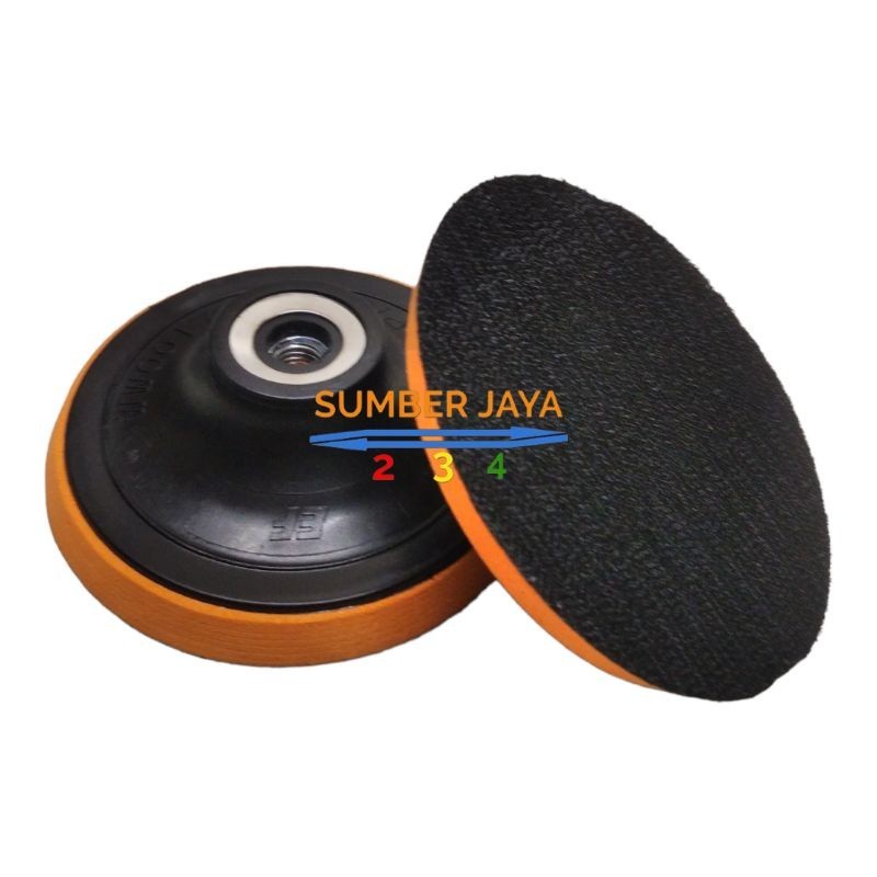 Tatakan Amplas Velcro Gerinda Tangan / Pad Perekat Amplas 4" kertas gosok