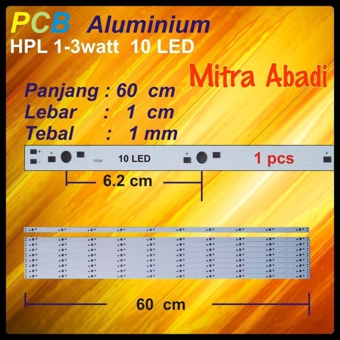 Long Aluminium PCB HPL 10 Watt/Papan PCB Aluminium HPL 10 Watt 60 cm