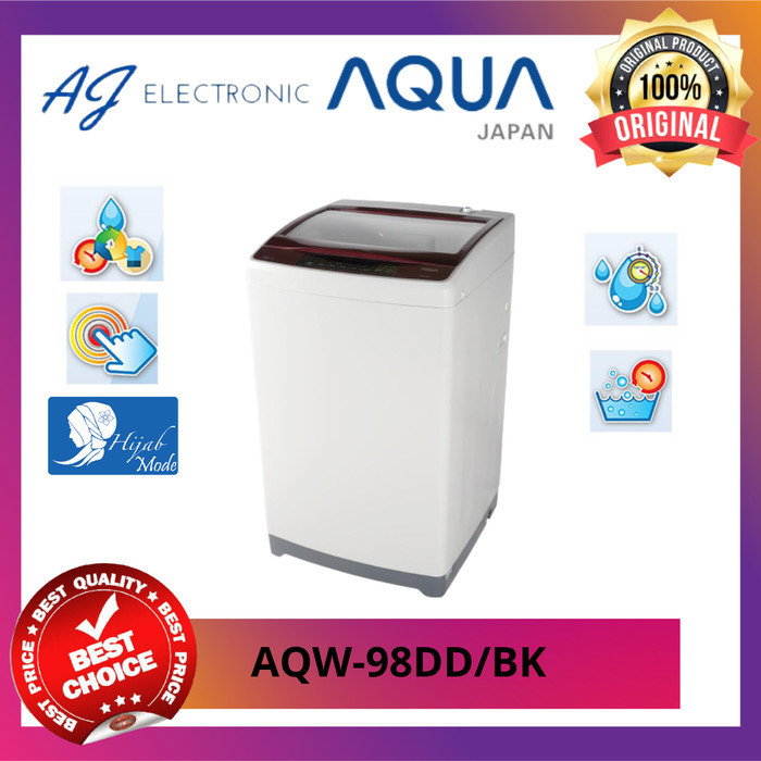 MESIN CUCI AQUA AQW-98DD / AQW-98DD-BK / AQW-98 , TOP LOADING 9 KG