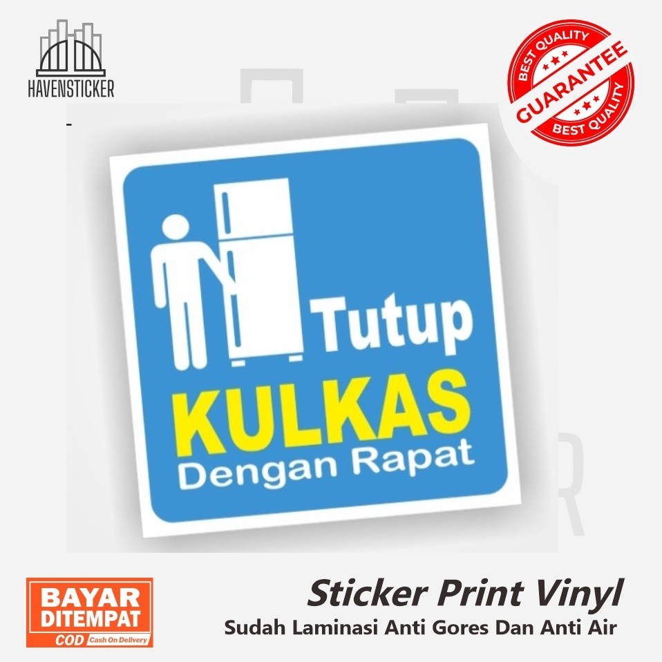 

Sticker Vinyl Print tutup kulkas kembali sticker anti air sudah laminasi glossy