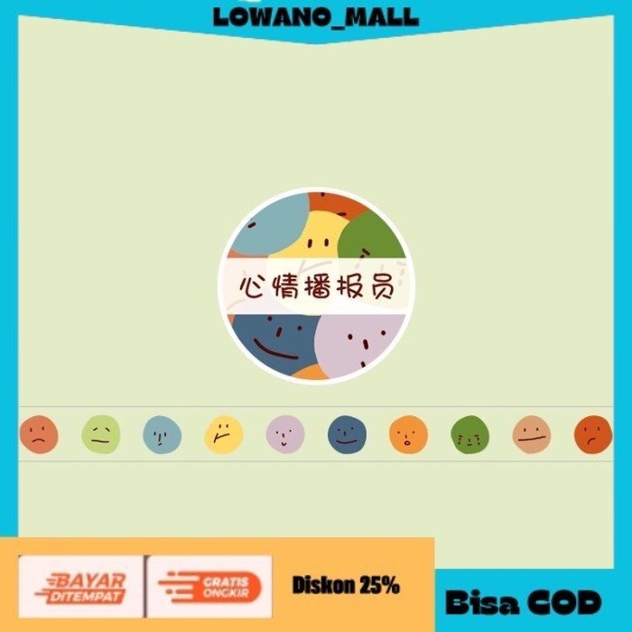 

[[LOWANOMALL6]] TERLARIS 100 Lembar Sticker Washi Cute Decorative Sticker Kawaii Stiker Pack 00 SMILEY COD