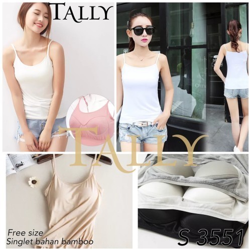 Tally Tank top Cup Bra Singlet Kaos Dalaman Atasan Wanita Remaja - Hijau Army