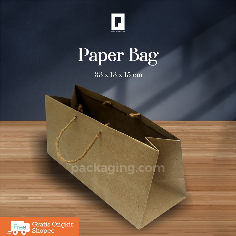

Paper Bag Polos uk.33x13x15/Kantong Kertas /Tas Kertas untuk kotak uk.33x13x15