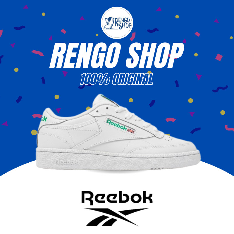 [Ori] Sepatu Tenis Pria Reebok Club C 85 White Green 100000155