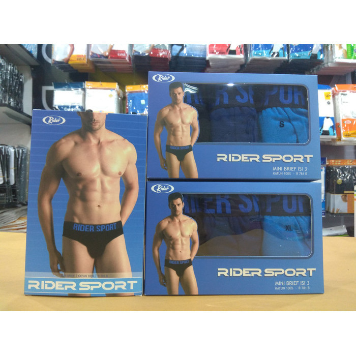 ISI 3 PCS - Celana Dalam Pria Rider Sport Brief Man R781B Multi Colour Box 3 in 1 - CD Cowo R 781B -
