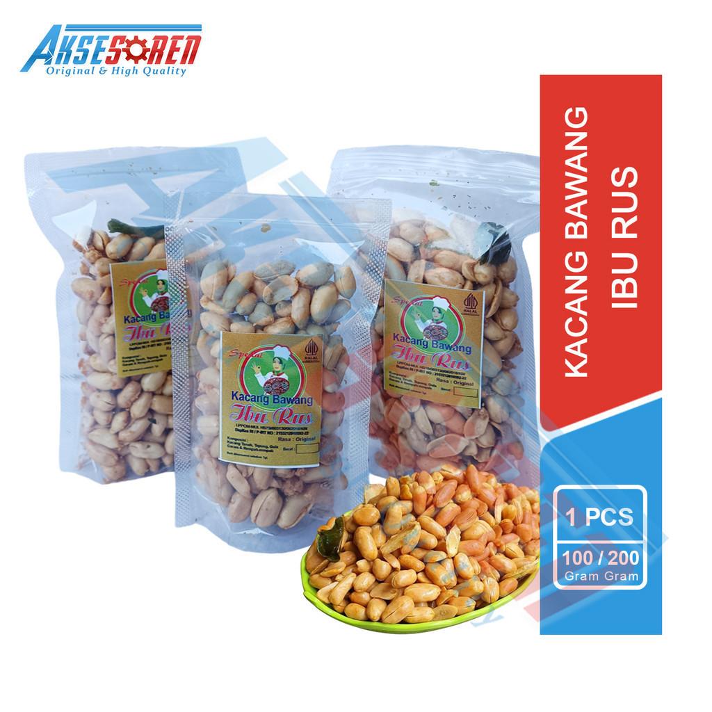 

Aksesoren Kacang Bawang Ibu Rus [100gr/200gr] / Kacang Goreng Daun Jeruk Cemilan Gurih Asin 100gr 200gr Kemasan Kecil Besar