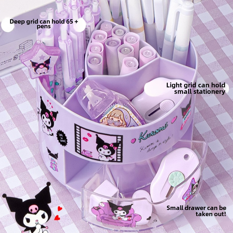 

Sanrio Kuromi Rotatable tempat penyimpanan pensil kotak tempat berkumpul para mahasiswa