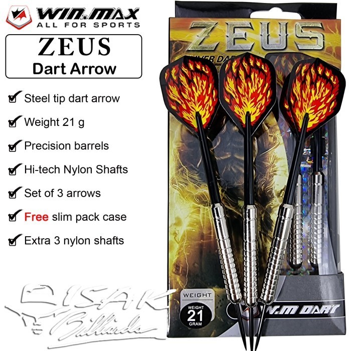 Dart Arrow WinMax Zeus 21g Set - Panah Jarum Darts Dartboard Steel Tip