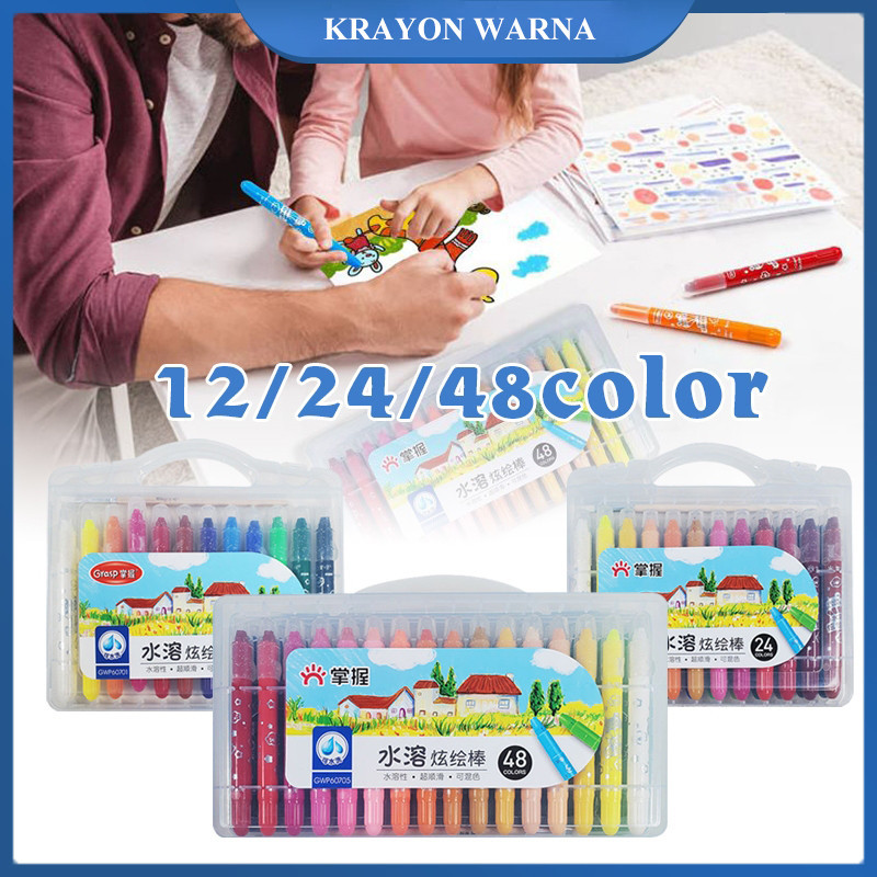 

Kado Natal--（Hadiah anak）GRASP mata SEDANG/Crayon Greebel/crayon Grip/12/36/48 Krayon Grip 48 Warna/crayon Graps/grasp Krayon