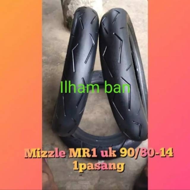 Sepasang ban rodres MR01 ukuran 90-80 90-80 ring 14, merek MIZZLE