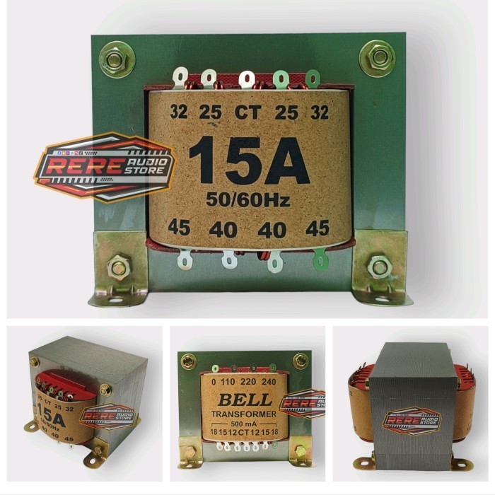 TRAFO 15A Besar Merk BELL Transformer / Travo 15 Amper Big CT 45V Tembaga Murni