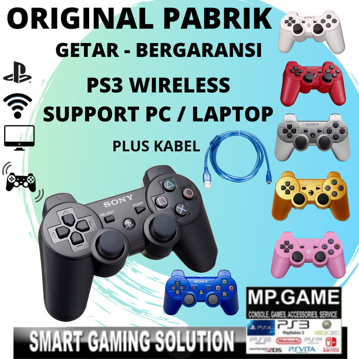 [Best] Promo Paket 2 stik PS3 Wireless Bonus Kabel Charger 1 - PS3 PC, Hitam