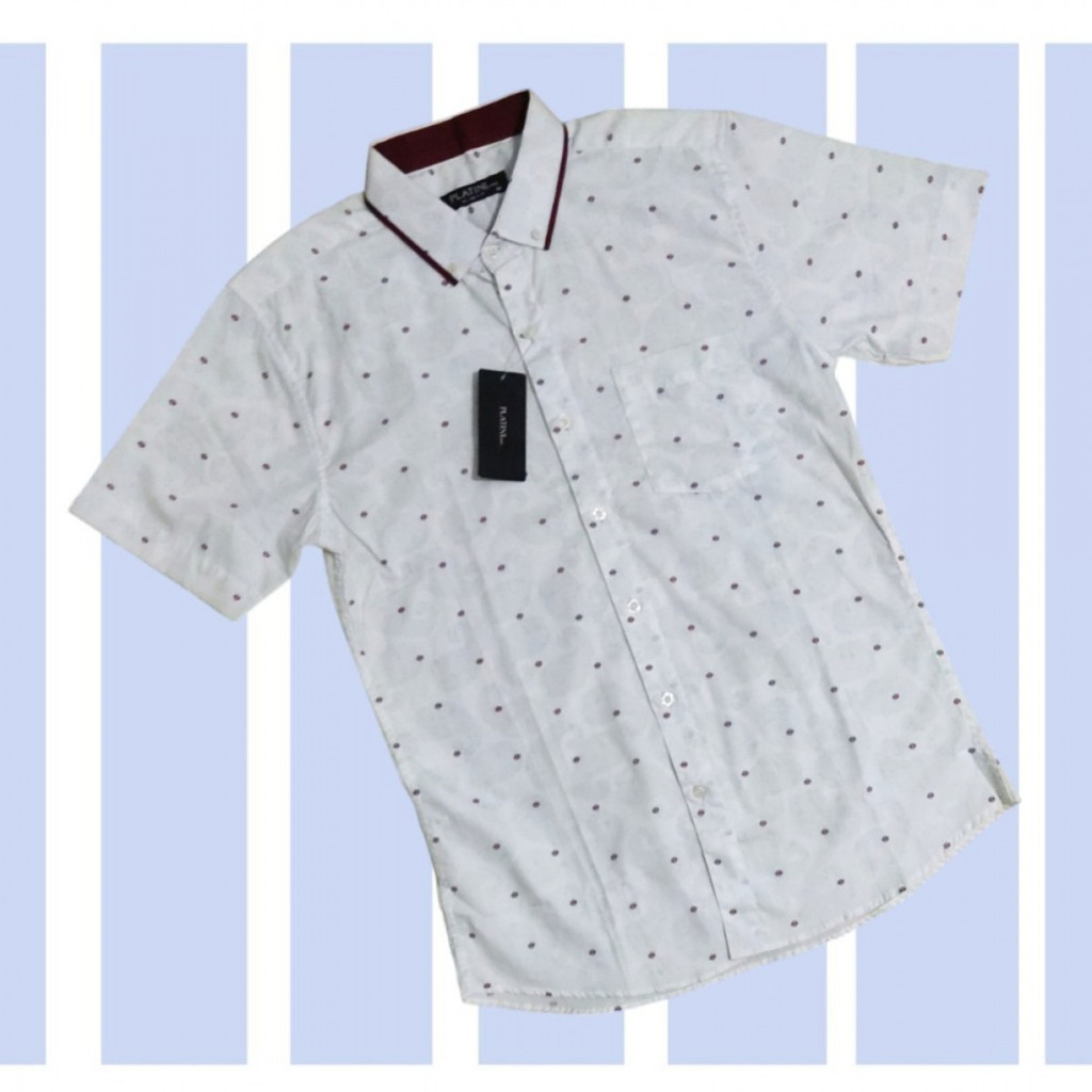 Platini men Slim Fit Kemeja Lengan Pendek Pria