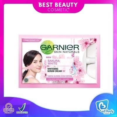 Garnier Sakura White Whitening Serum Cream - Krim Siang UV Wajah| Best Beauty Cosmetic