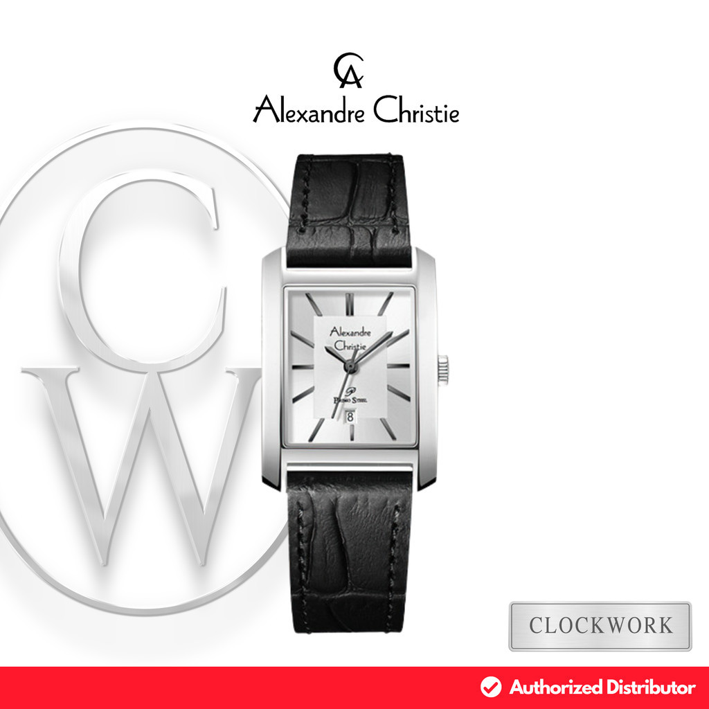 Jam Tangan Wanita Alexandre Christie Primo Steel AC 1019 LDLSSSLBA Kulit Classic Minimalis Silver