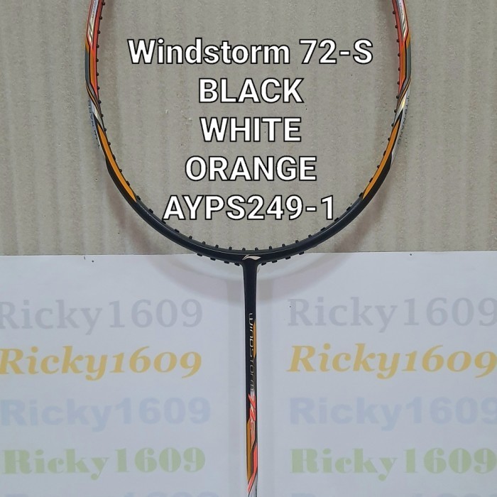 RAKET BADMINTON LINING WINDSTORM 72S / LINING WINDSTORM 72S ORIGINAL  Black/White/Org, + BG 66 ULTIM