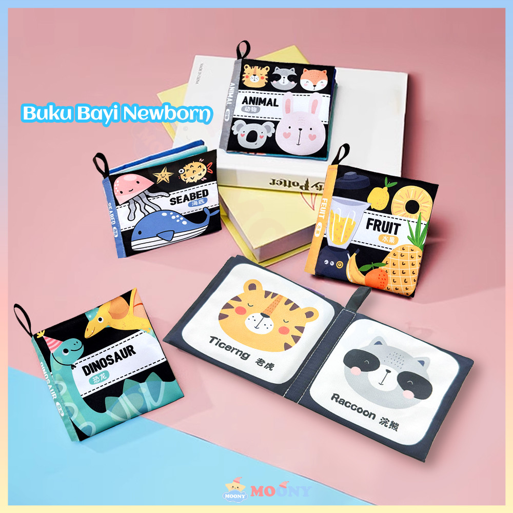 Moony Soft Book Buku Mainan Buku Bayi Newborn Mini Kontras Hitam Putih