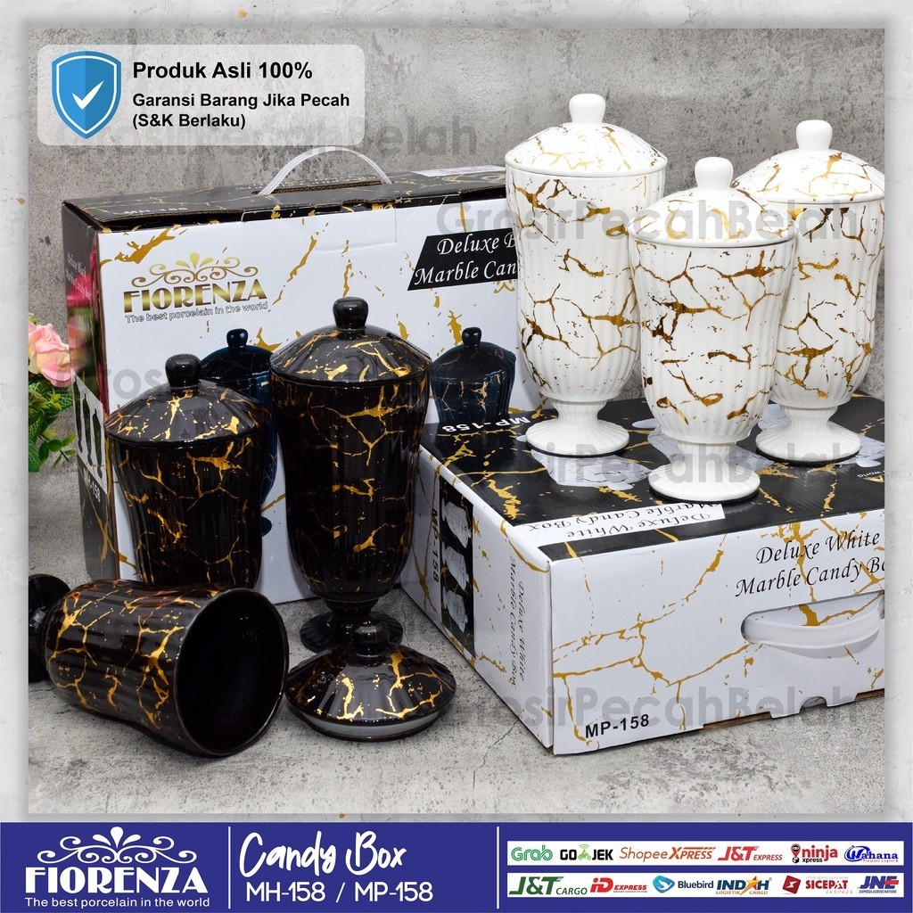 Toples Keramik Set isi 3 Permen Kue Manisan Motif Marble Fiorenza 158// PRODUK MURAH PROMO SALE