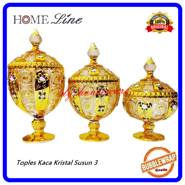 Toples Kaca Kristal Toples Piala Set Susun 3 Toples Lebaran Homeline JB-500// PRODUK MURAH PROMO SAL