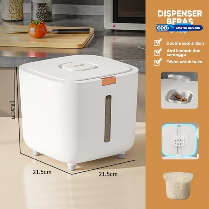 ✨TERMURAH✨ - PT 5kg/10kg Pet Food Storage/ Toples Makanan Kucing/Tempat - putih 5kg