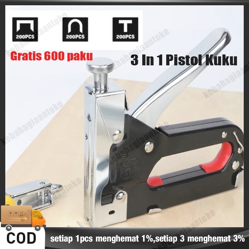 

Gratis 600 paku 3 in 1 Deli Stapler Gun / Staples Tembak 4-8mm Perkakas/Universal Paku T Paku U Paku Lurus Pistol Paku Manual 1PC