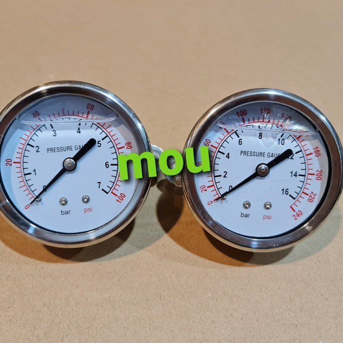 Pressure Gauge 7 bar / 10 bar / 15 bar /16 bar / 30 bar - pressure gauge, 30bar 450 psi