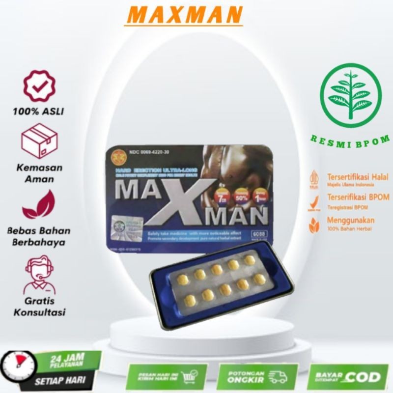 MAXMAN OBAT KUAT STAMINA PRIA ORIGINAL VITALITAS KUAT TAHAN LAMA ASLI PATEN(Free shipping/Gratis ong