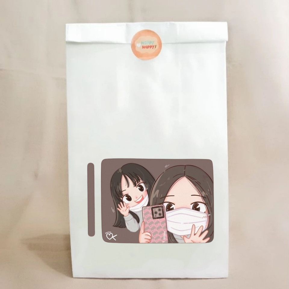 

[ , ] Packaging Amplop/ Paper bag/ Kantong Kertas Putih Motif Bestie, Best Friend, Sahabat