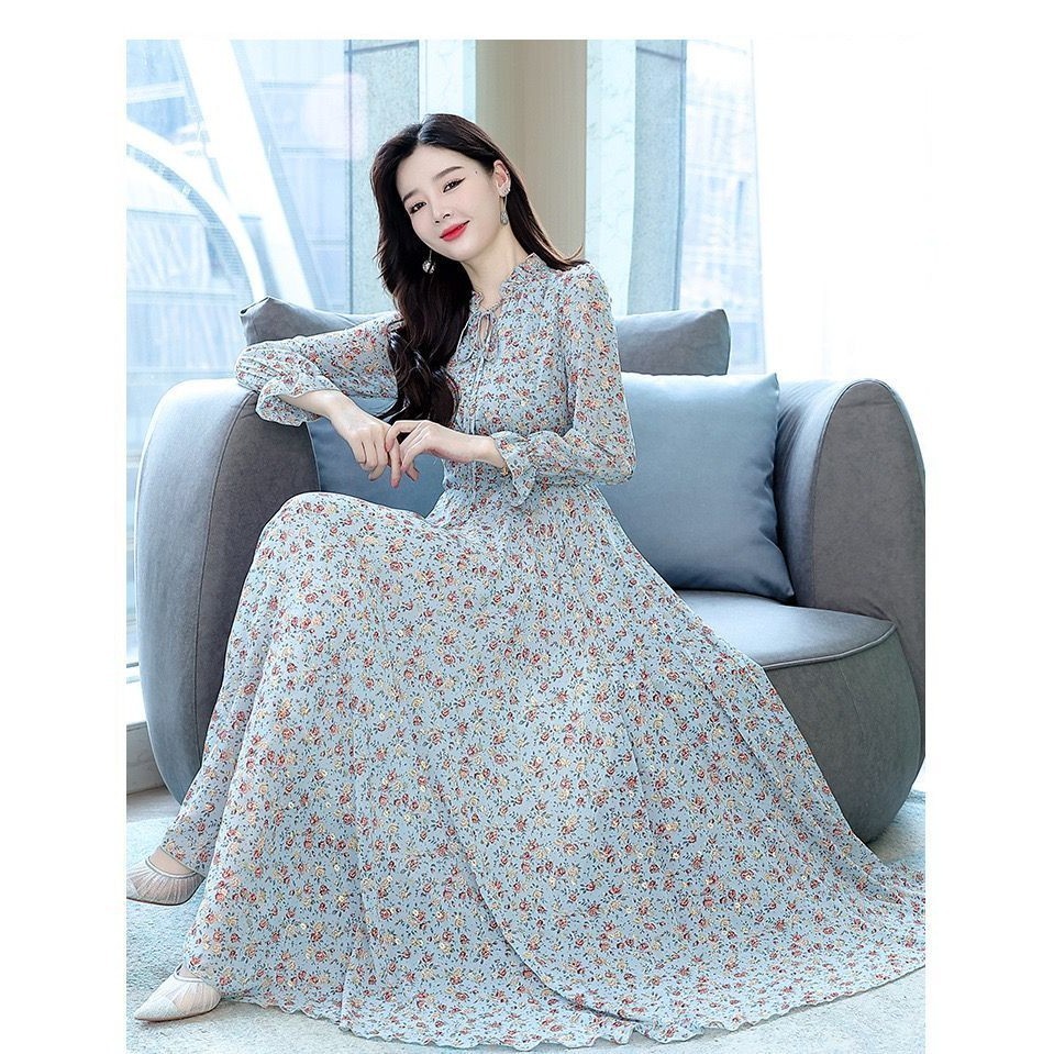 LEONNA Sabiya Dress Poli Gamis Wanita Muslim Motif Bunga Gaun