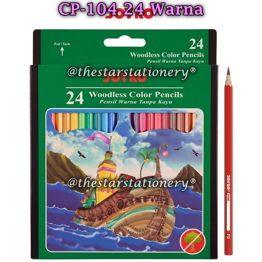 

(1 Set Isi 24 Warna) GROSIR Pensil Warna Joyko CP-104 24 Warna Woodless / Woodless Color Pencils Joyko CP104 24 Warna / Joyko CP 104