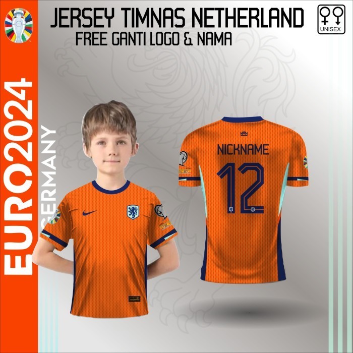 Jersey anak kaos sepak bola timnas belanda baju piala eropa jerman 2024 - Orange, 0