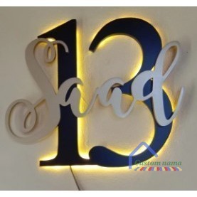 Custom inisial Hiasan dinding kayu inisial nama pajangan kayu inisial nama huruf