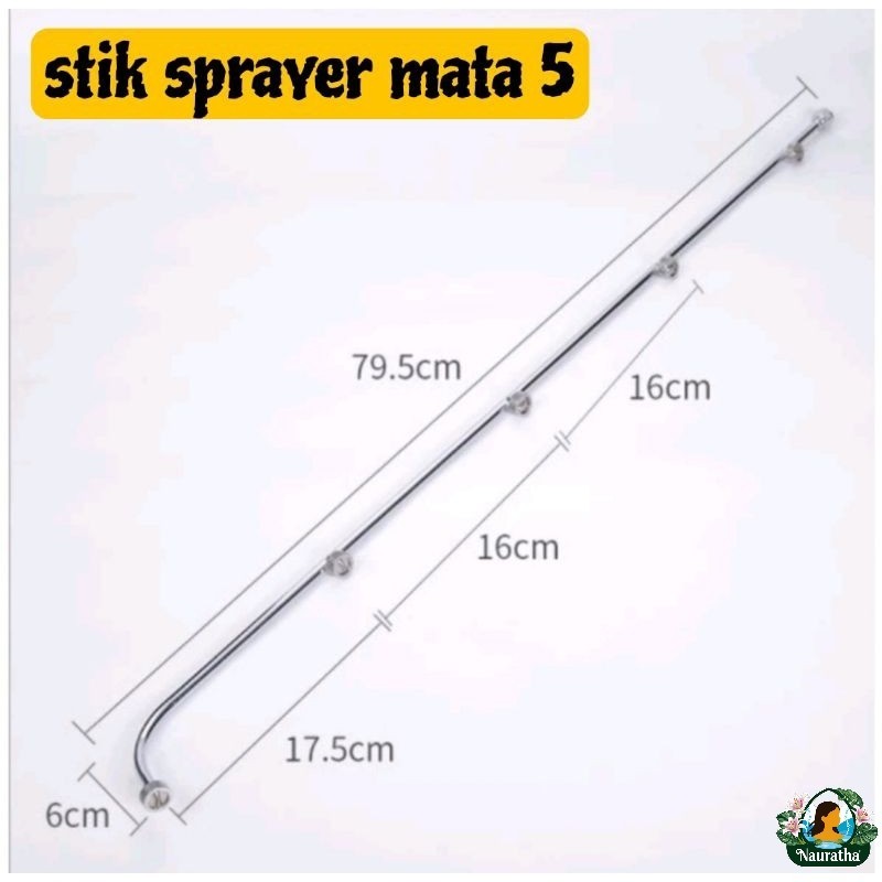 STIK SPRAYER MATA 5 PANJANG 90CM/ Stik / Stick Sprayer Mesin / Elektrik 5 mata / nozel Stainless