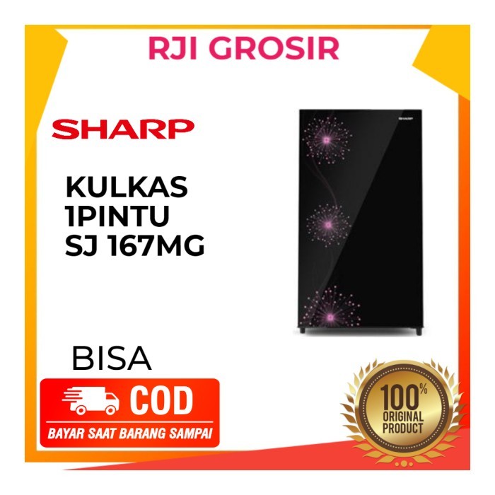 KULKAS SHARP SJ-X 167 MG LEMARI ES 1 PINTU SJX167MG SHINE MAGNEGLASS