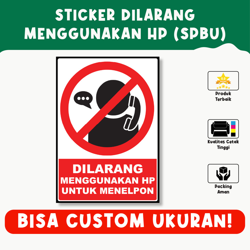

Sticker Dilarang Menggunakan HP di SPBU, Peringatan Keselamatan dengan Desain Jelas dan Tahan Lama