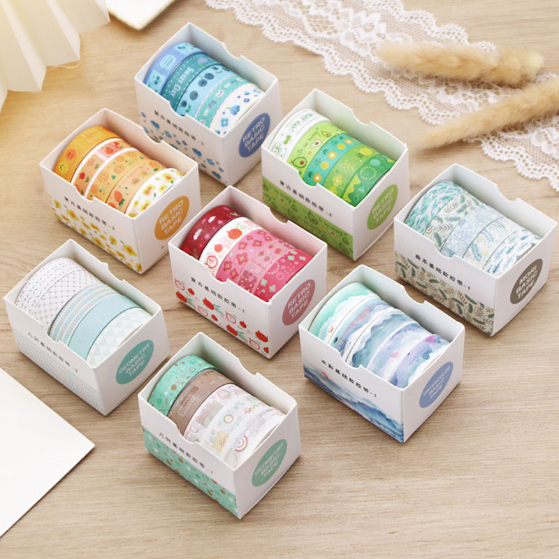 

5 PCS Kawaii Washi Tapes Set Scrapbooking Stickers Supplies Japanese Cute korean stationery Journaling Aesthetic Masking tape